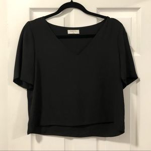 Babaton silk cropped short sleeve top
